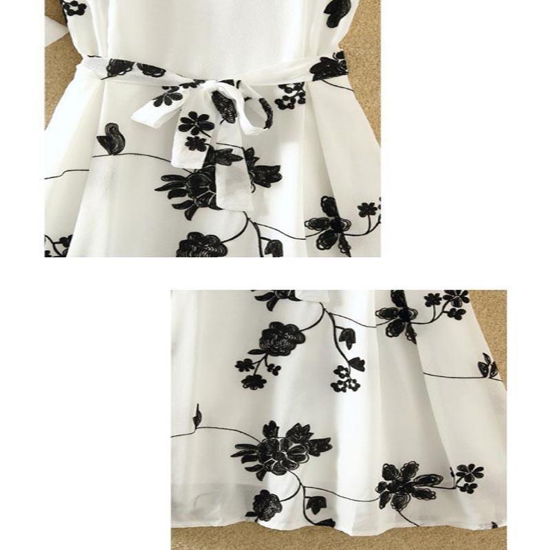 2-Pcs Suit Retro Print Little Black Dress High Waist Sleeveless Slim A-line Skirt Two Piece Dress