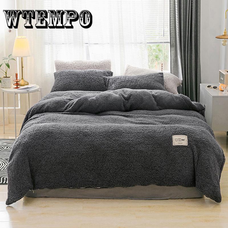 Home Textile Bedding Sets 4pcs/set Lamb Cashmere Winter Warm Bed Linen Set Plush Duvet Cover