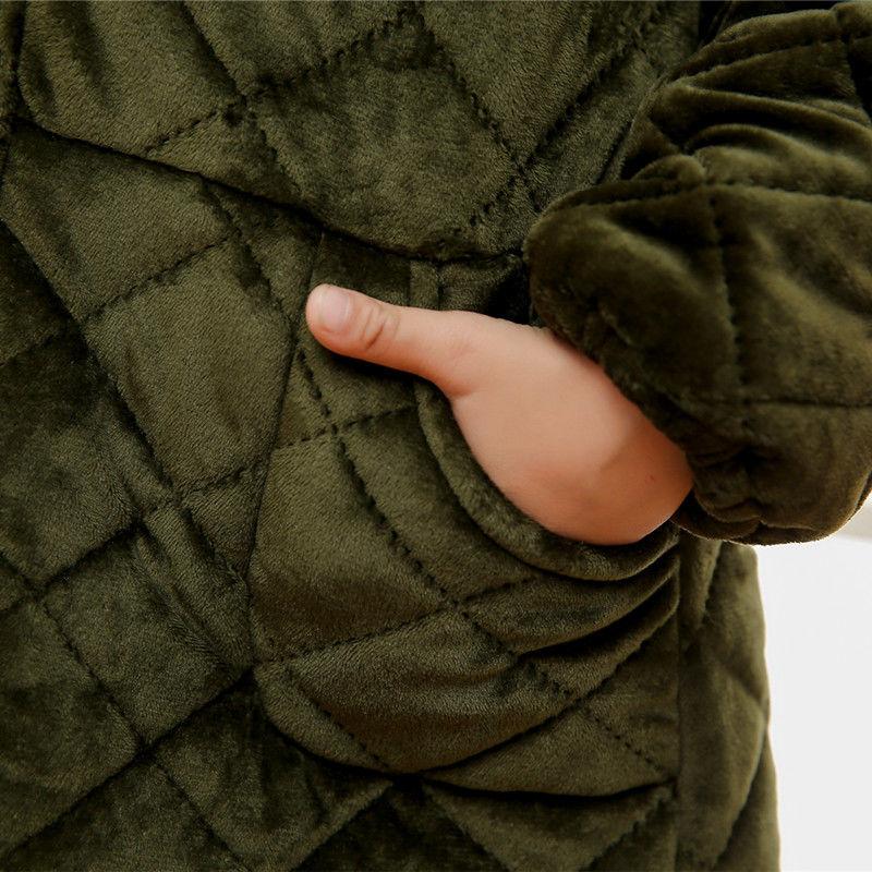 Boys Plus Velvet Padded Padded Jacket Children's Zipper Blouse Plus Cotton Blouse Crystal Velvet Baby Down Jacket Protective Clothing Winter