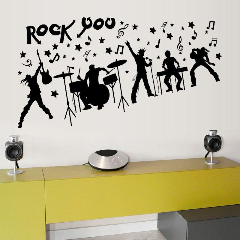 Sticker Rock Music Wall Sticker for Ktv Bar Music Dance Studio Decorative Decals Murals