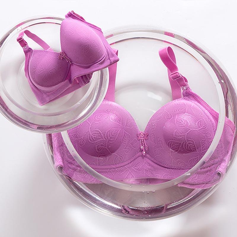 Fashion Without Steel Ring Comfortable Gathering Breathable Bra Multi-row Buckle Simple and Natural Style Jacquard Solid Color Bra