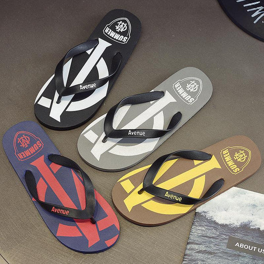 Designer Printed Black Men's Flip-Flops Soft Comfortable Non Slip Summer Beach Slippers Men Couple Outdoor Flat Mens Slippers