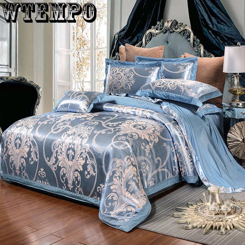 Bedding quilt cover sheets pillowcase noble European embroidery jacquard cotton four-piece