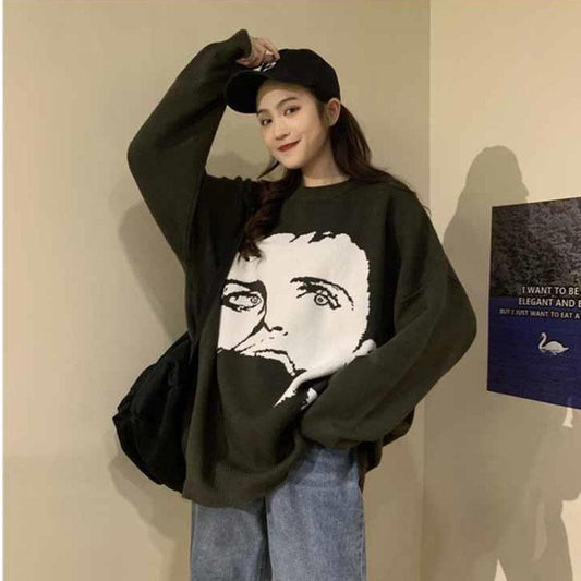 Winter Thick Sweater Pullover Loose Casual Bottoming Shirt Korean Mid-length Female Student Jacket
