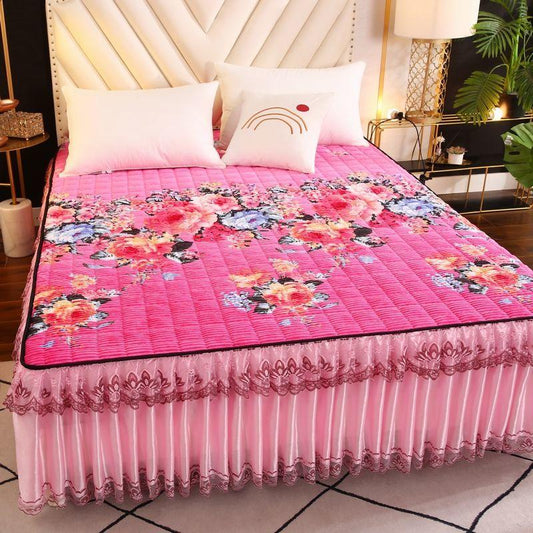 Flannel Lace Bed Skirt One-piece Large Bed Sheet Thickened Simmons Protective Cover