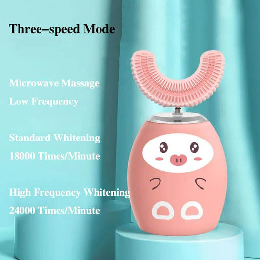Smart U-shaped Electric Children's Toothbrush 1-7 Years Old Soft Fur Baby Student Rechargeable Waterproof Sound Wave Automatic Tooth Brushing Artifact