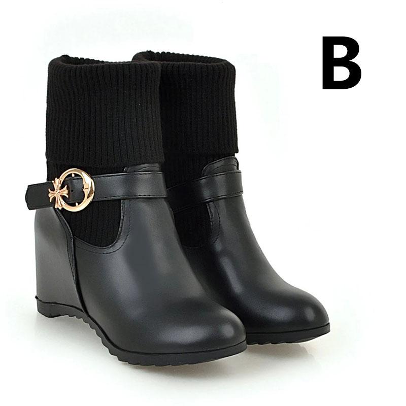 Women's Inner Heightening Martin Boots British Style Short Boots Women Winter Plus Velvet Snow Boots Women Cotton Shoes Women Boots