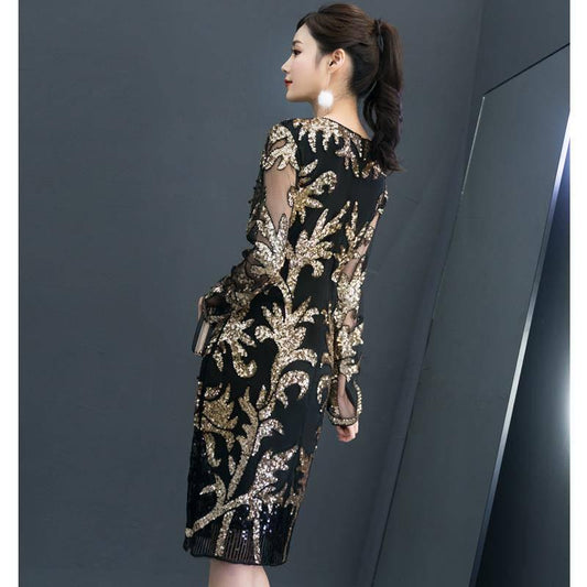 Banquet Evening Dress Skirt Fashion Short Sexy Noble Annual Party Sequin Party Dress Women