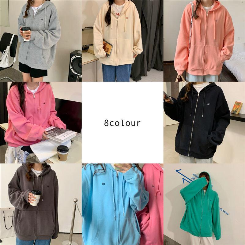 Hooded Sweater Student Loose Cardigan Mid-length Zipper Coat Sweater Women