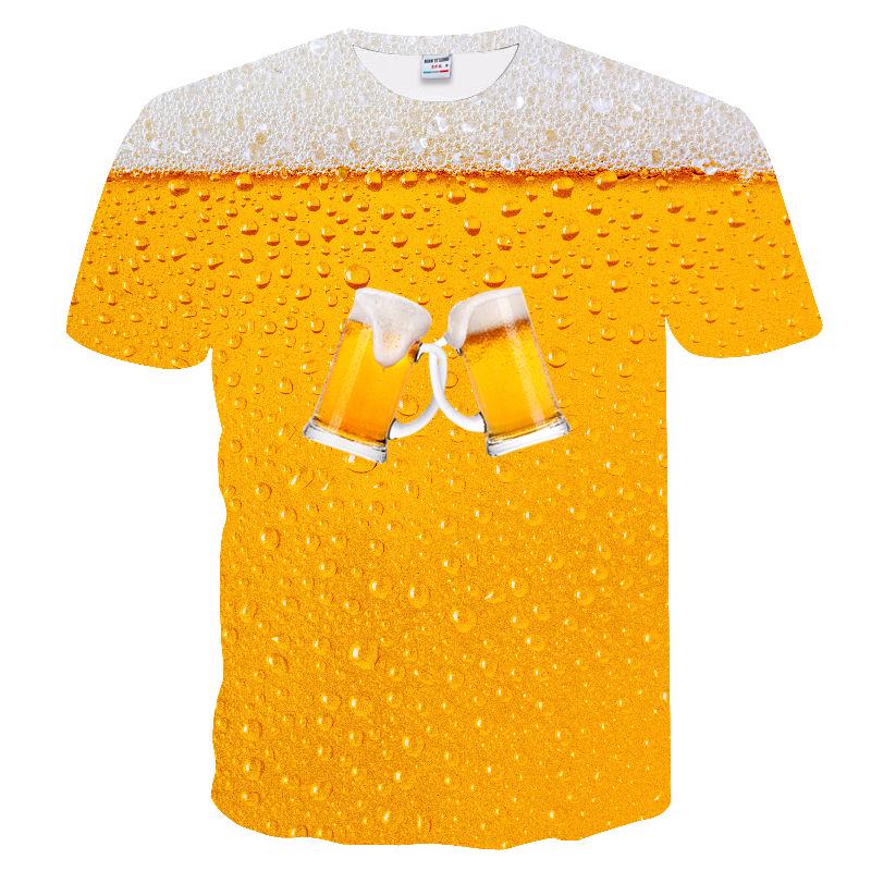 3D Shirt Full Body Beer Bubbles Short Sleeve T-shirt Summer Boy Hip Hop Personality Print Trend T-shirt