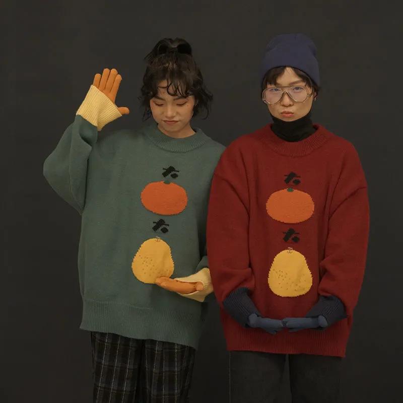 Japanese Lazy Style Korean Cute Round Neck Pullover Fall Loose Casual All-match Outer Jacket Trend