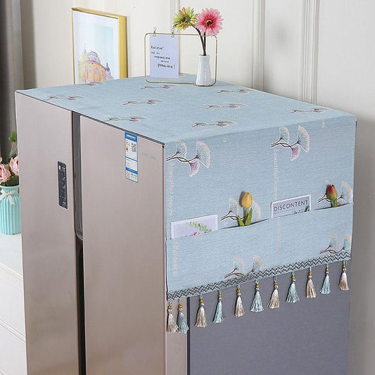 Multifunctional Dustproof Cloth Lace Embroidery Refrigerator Dust Cover Single Door Double Door Washing Machine Cover Microwave Oven Cover Cloth