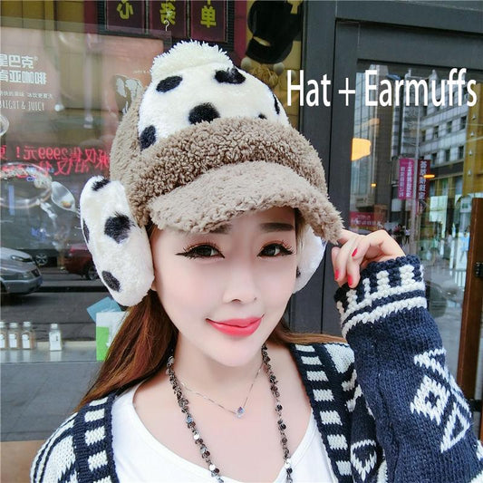 Trendy wild hat Windproof hat Autumn winter Warm hat Thick hat Fashion Woman hat Plush Cotton hat