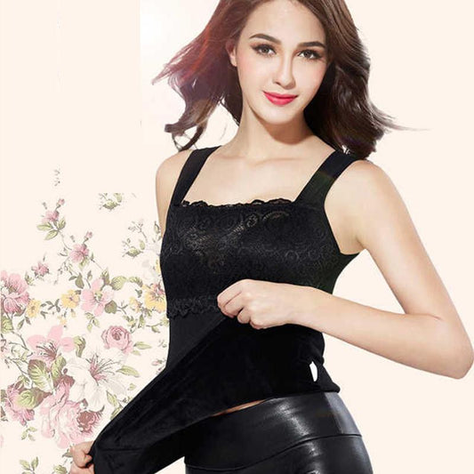 Women's Warm Vest for Autumn and Winter Plus Velvet Thickening Body Shaping Body Slimming Top Sleeveless Thermal Underwear Without Bra