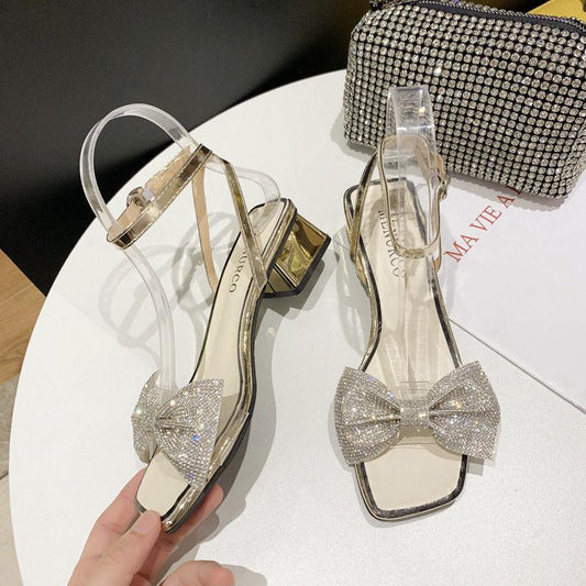 All-match Fashionable Women's Shoes Korean Thick Heel Open Toe Buckle High Heels Women's Summer Roman Sandals