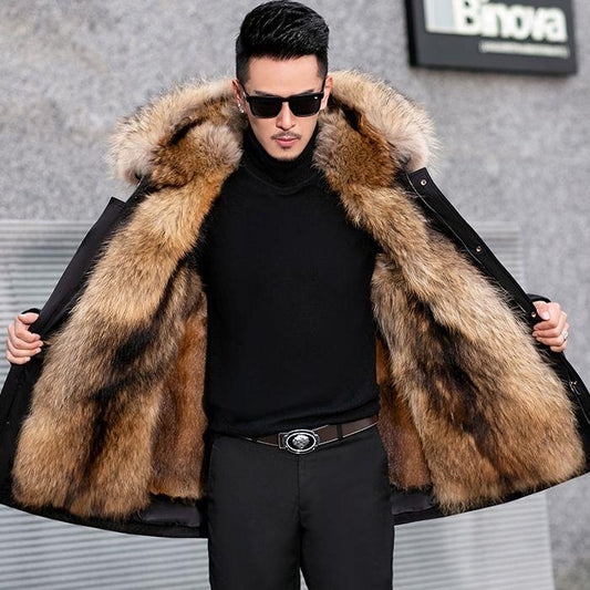 Plush Thickening Handsome Men's Winter Imitation Mink Fur Detachable Liner Imitation Fur Jacket