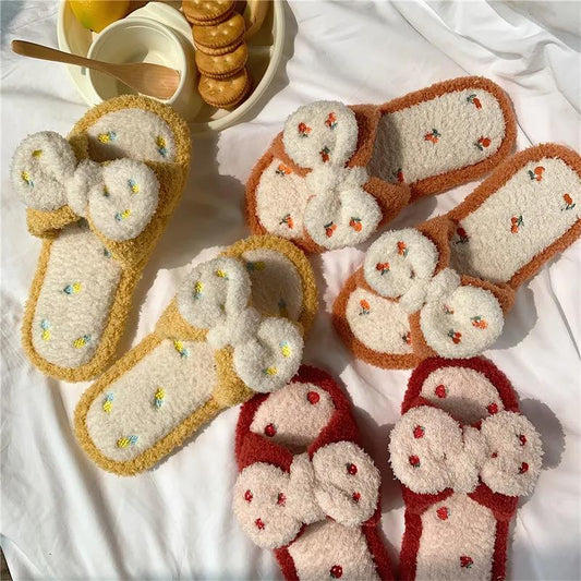 Cute Cotton Slippers Warm Autumn and Winter Flat Shoes Indoor Non-slip Cotton Shoes Soft Shoes