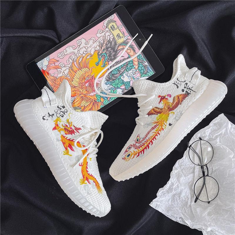 Trend Canvas Coconut Shoes Couple Korean Breathable Running Net Shoes Summer Fly Woven Breathable Casual Sneakers