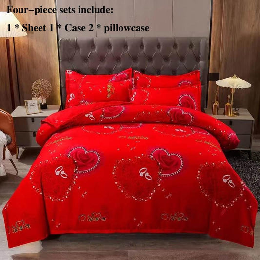 Bed Supplies Grinding Four-piece Thick Twill Bed Single Pillow Package Set Home Bedding