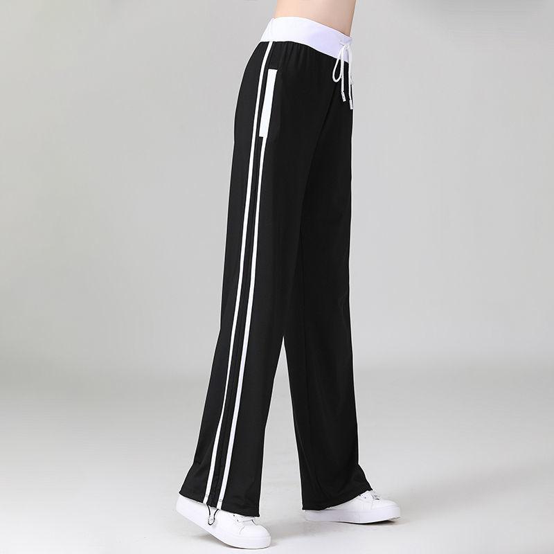Women's Color Block Wide Leg Yoga Pants Mid-Waist Loose Quick-drying Sports Pants Spring and Summer Korean Style