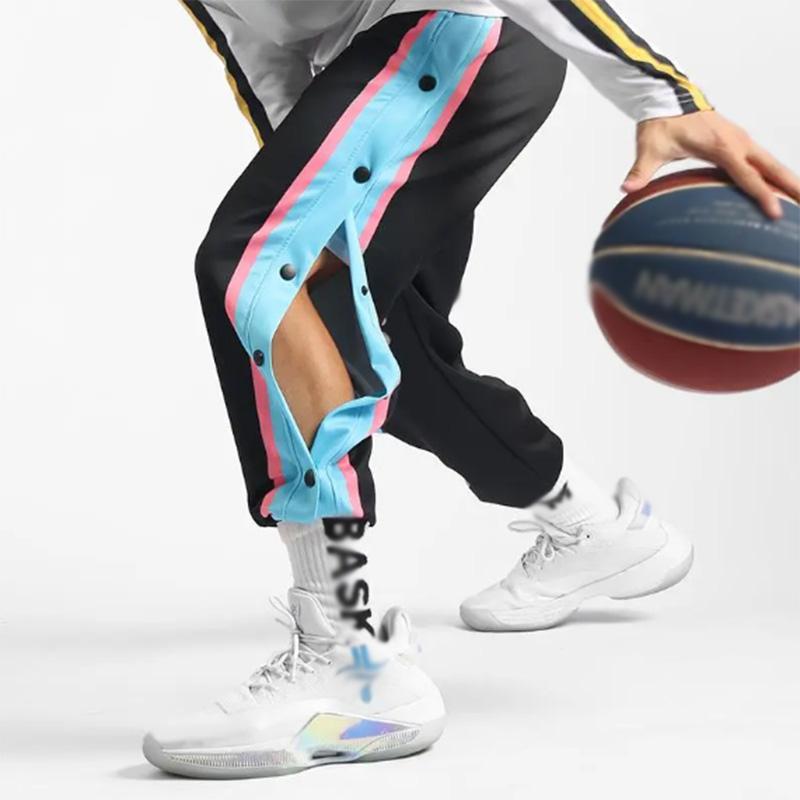 Basketball Men's Breasted Trousers Men's Basketball Training Full Buckle Spring and Autumn Sports Trousers Men's Loose Thickened Trousers