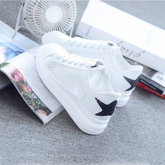 Summer Breathable White Shoes Female Hollow Sports Student Net Shoes Breathable Women