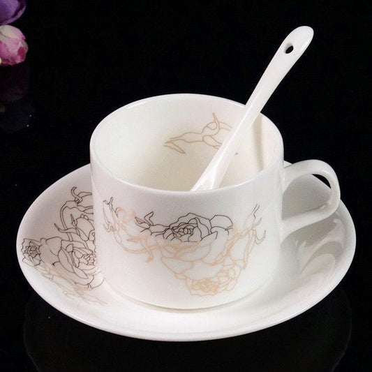 Coffee Cup British Ceramics Afternoon Tea Cup European Elegant Bone China Cup Dish Spoon
