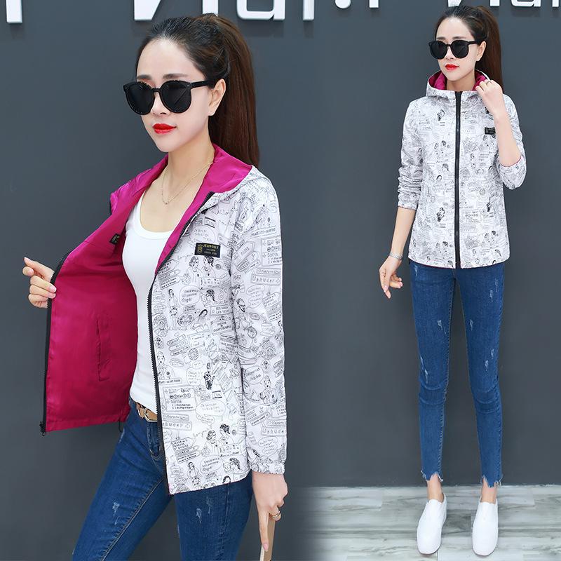 Women Spring Autumn Coat Female New Loose Wild Long-sleeved Hooded Student Windbreaker Jacket