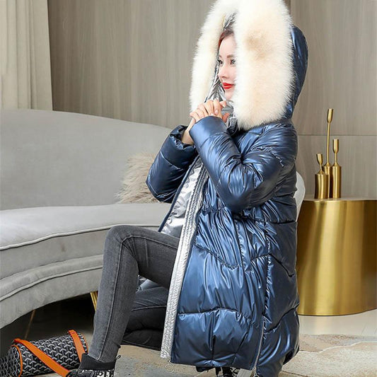 Glossy Disposable Down Padded Jacket Women's Mid-length Winter Bakery Jacket