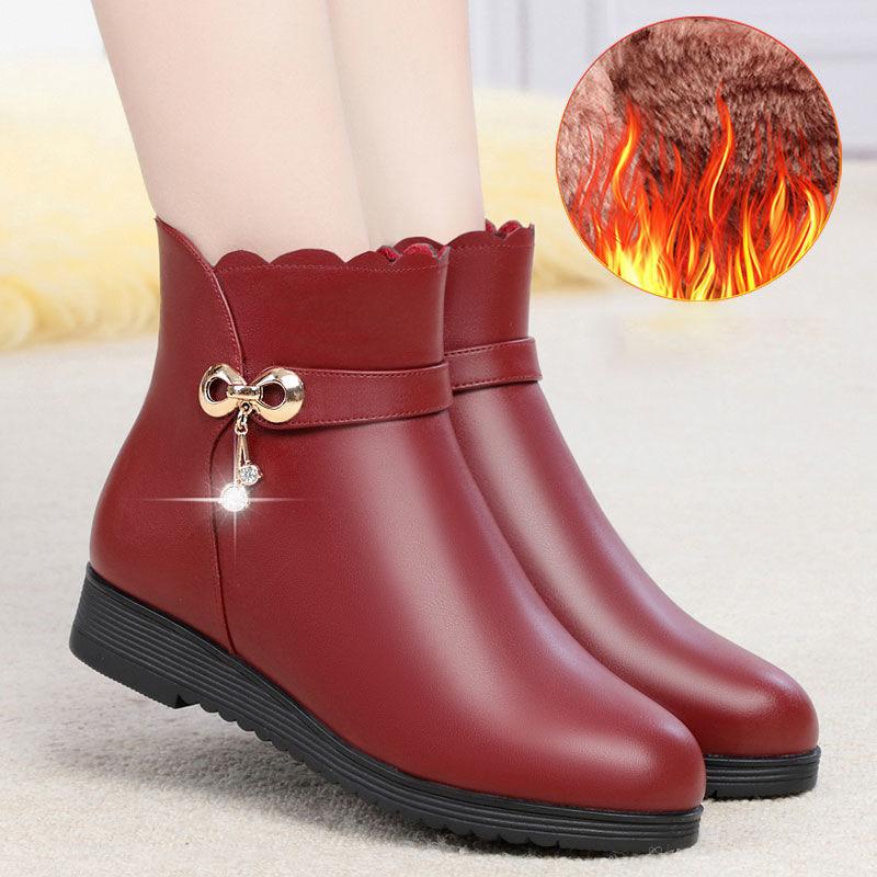 Winter Flat-bottomed Comfort and Warmth Plus Velvet Cotton Shoes Soft-soled Non-slip All-match Ankle Boots
