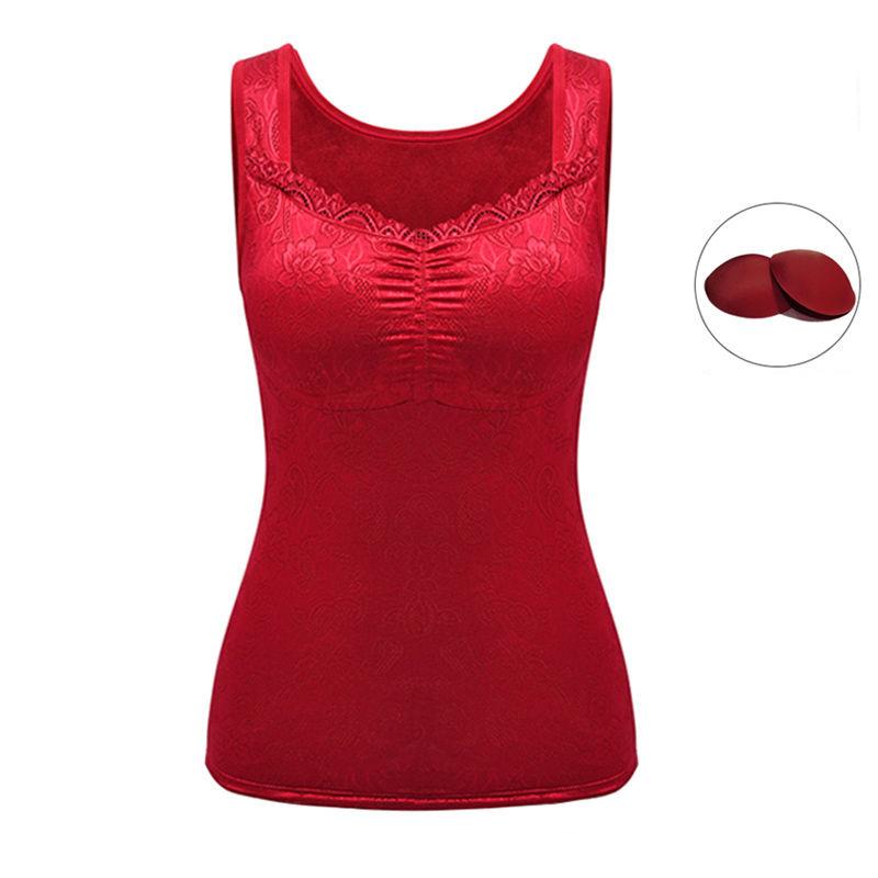 Women's Warm Vest Thickened Plus Velvet Body Sculpting Chest Support Autumn and Winter Cotton Thermal Underwear Tight-fitting Bottoming Shirt Vest Top