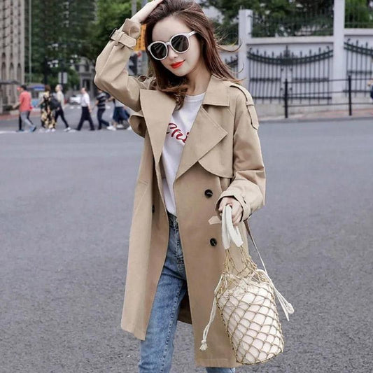 Spring and Autumn Windbreaker Large Size All-match Women's Mid-length Coat Women