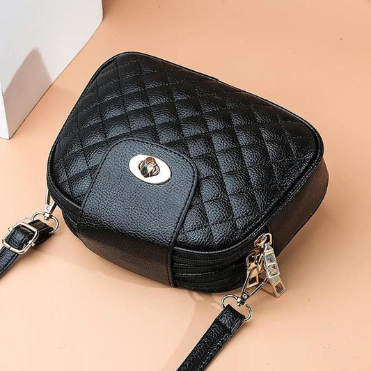 Spring and Summer Ladies One-shoulder Messenger Mini Bag Fashion Rhombus Female Bag Three-layer Bag Small Round Bag Female