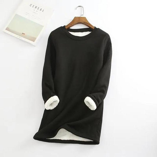 Women's Shirt Top Autumn Winter Plus Size Loose Thickened Velvet Warm Bottoming Round Neck Warm Clothing