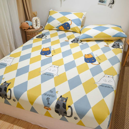 Mattress Protector Bedding Three-piece Set Cotton Thick Printed Bedspread