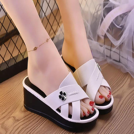 Thick Sole Slippers Ladies Summer Versatile Outer Wear Wedge Heel Fashion Trend Anti-slip Sandals and Slippers