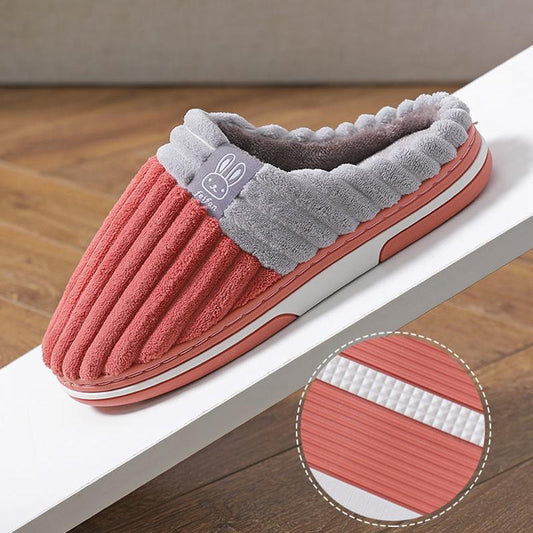 Winter Women's Non-slip Warm Home Cotton Slippers Lovers Plus Velvet Thick Cotton Slippers