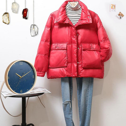Short Down Jacket Women's Winter Clothes Loose Bright Student Bread Coat Women