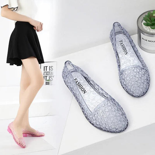 Crystal Toe Cap Sandals Women Fashion Casual Non-slip Transparent Hollow Sandals and Slippers Comfortable Net Shoes for Outer Wear In Summer