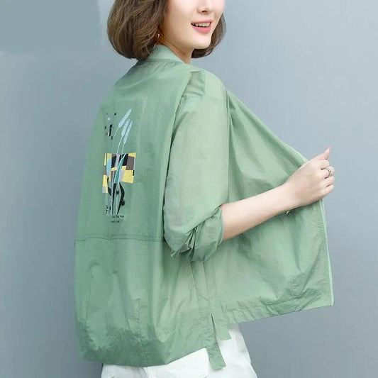 Printed Solid Color Sun Protection Clothing Women's Long-sleeved Light Women's Short Jacket Casual All-match Summer Sun Protection Shirt