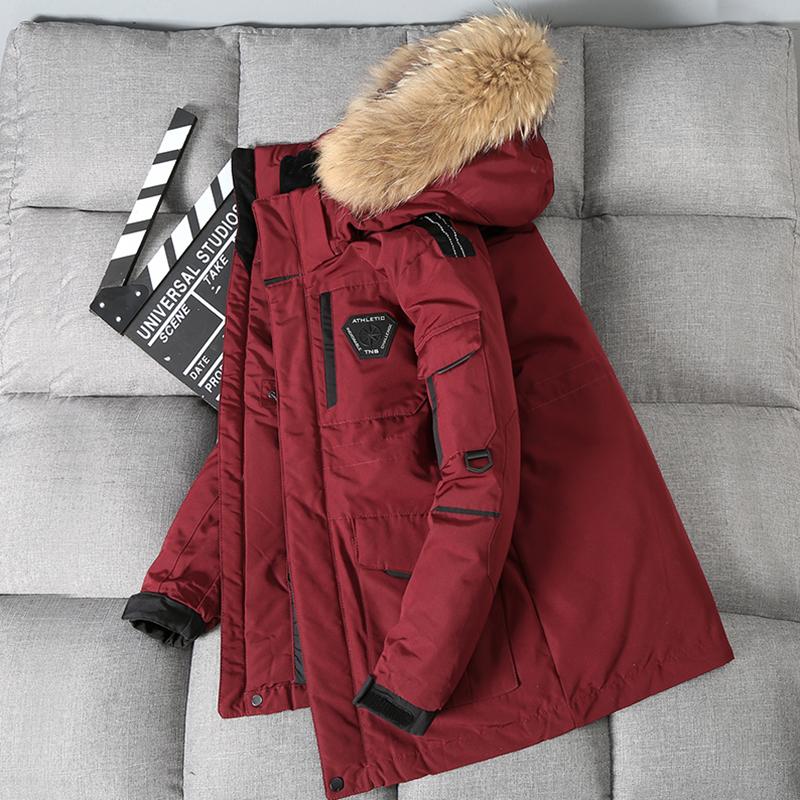 Winter Parka Men's Coat Long Oversize Real Fur Hood Military Army Male Jackets Padded Fleece Cloths