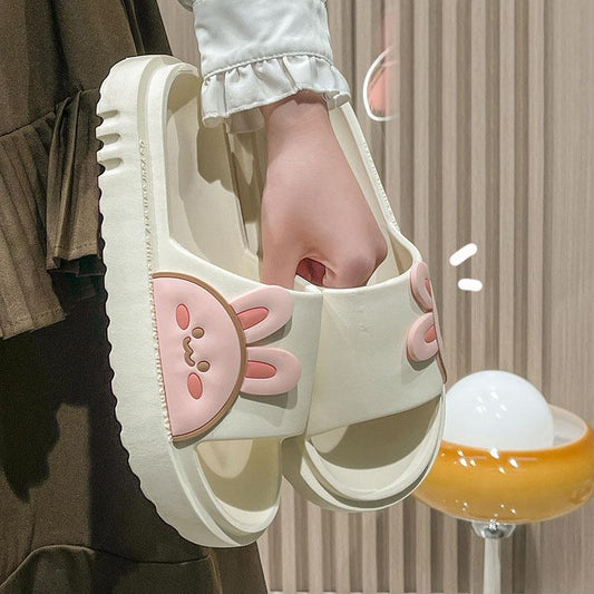 Cute Slippers Men Summer Cartoon Rabbit Home Couple Slippers Bathroom Non-slip Home Sandals Women Summer Outdoor Wear