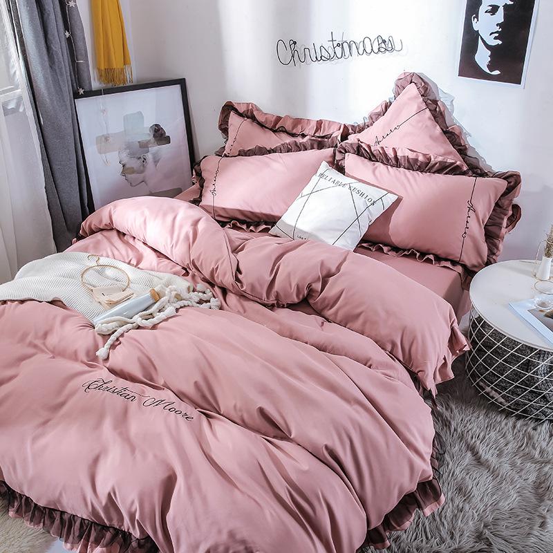 4 Pcs Set Pillowcase Home Textile Quilt Fashion Bedding Set Princess Style Bedclothes