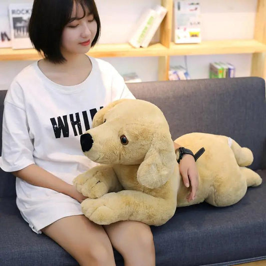 Stuffed Lifelike Labrador Retriever Plush Toy Simulation Cute Golden Retriever Doll Pet Toys Home Decor Gift for Kids Birthday