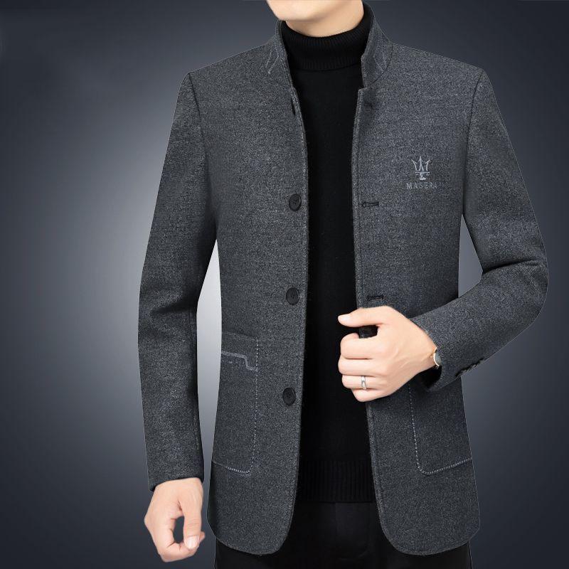 Woolen Woolen Coat Middle-aged Men's Jacket Thickened Autumn and Winter Men's Short Jacket