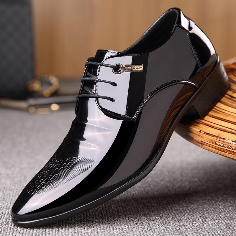 Men Luxury Breathable Pointed Toe Business Shoes Leather Oxford Formal Wedding Shoes