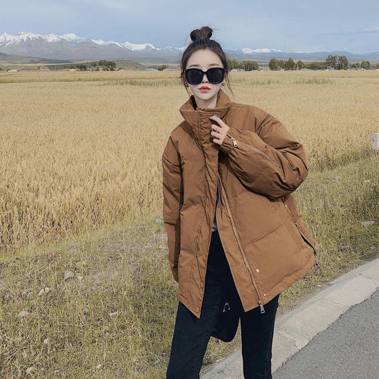 Small Short Down Padded Jacket Women Loose Haze Blue Padded Jacket Thickened Padded Jacket