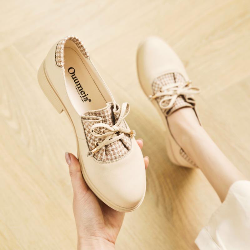 Ladies Style Gentle Shoes Women Spring All-match Women's Shoes Retro Single Shoes Mid-heel Small Leather Shoes