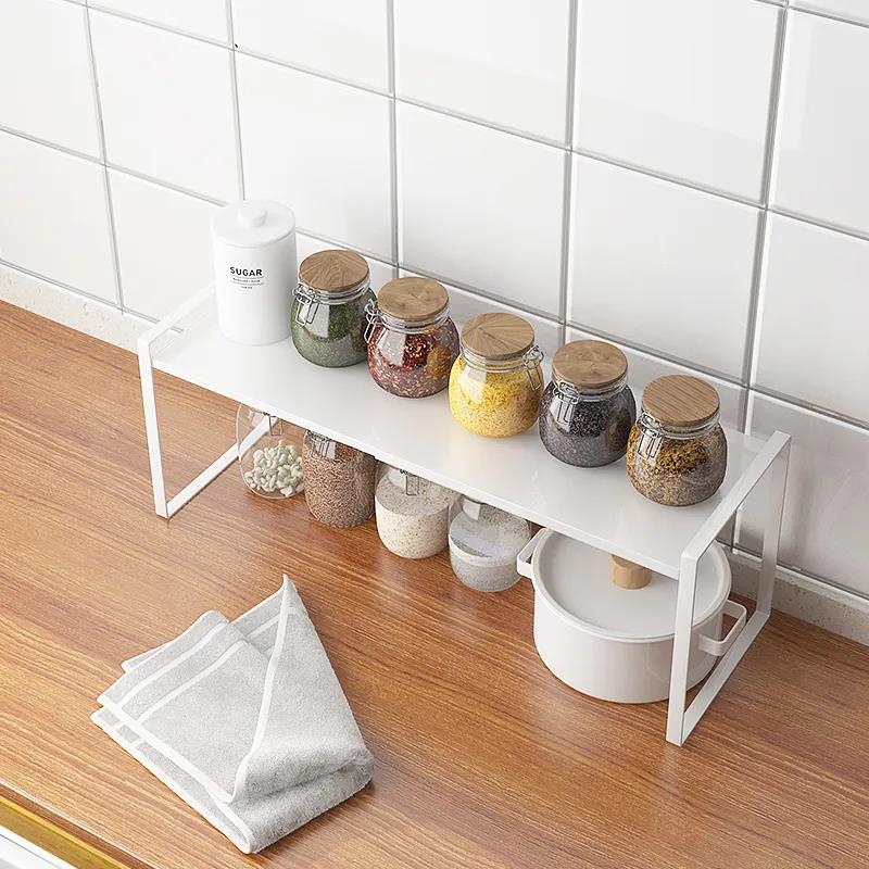 Kitchen Cabinet Layered Rack Desktop Storage Rack Storage Cabinet Inner Compartment Divider Single-layer Double-layer Pot Rack Kitchen Supplies