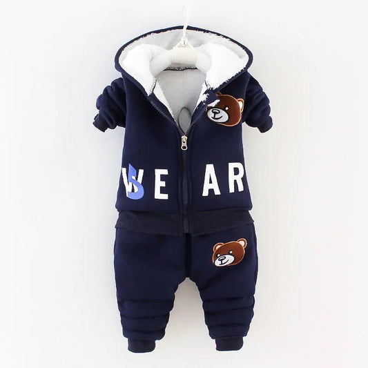 Gold Mink Velvet Bow Printing Children Plus Velvet Thick Solid Color Cute Suit Girl Baby Autumn and Winter Children's Hooded Suit Cotton Coat